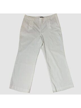 TALBOTS 12P White Sailor Crop Pants Coastal Nautical Preppy Side Zip Stretch